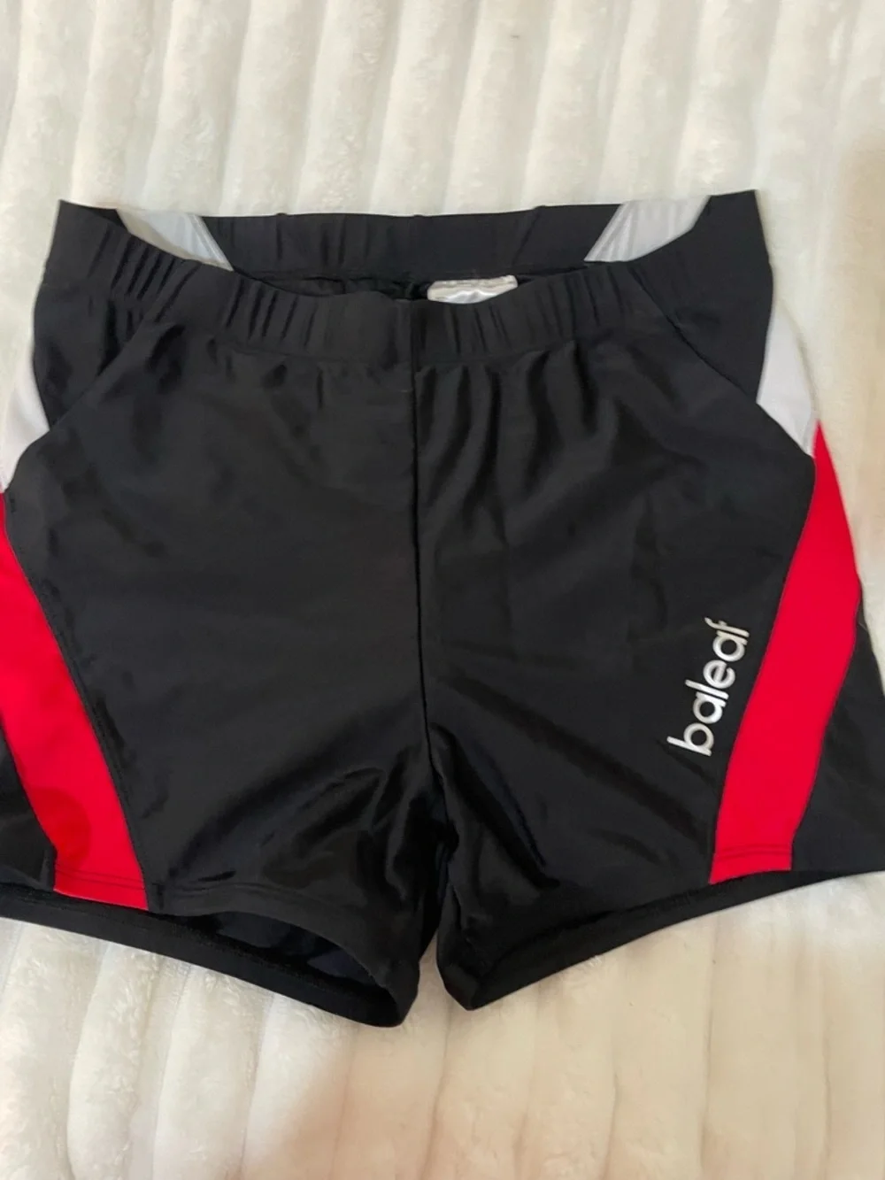 Baleaf Black Shorts with Red Accents and White Trim